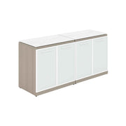 Santa Monica Double Office Storage with Glass Doors and Tops