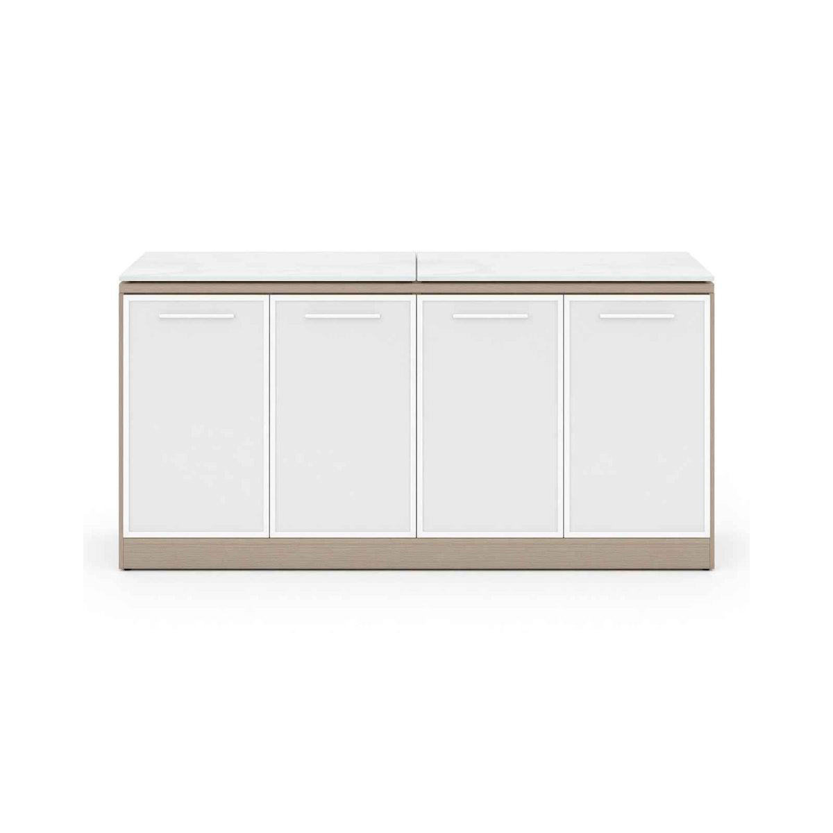 Santa Monica Double Office Storage with Glass Doors and Tops