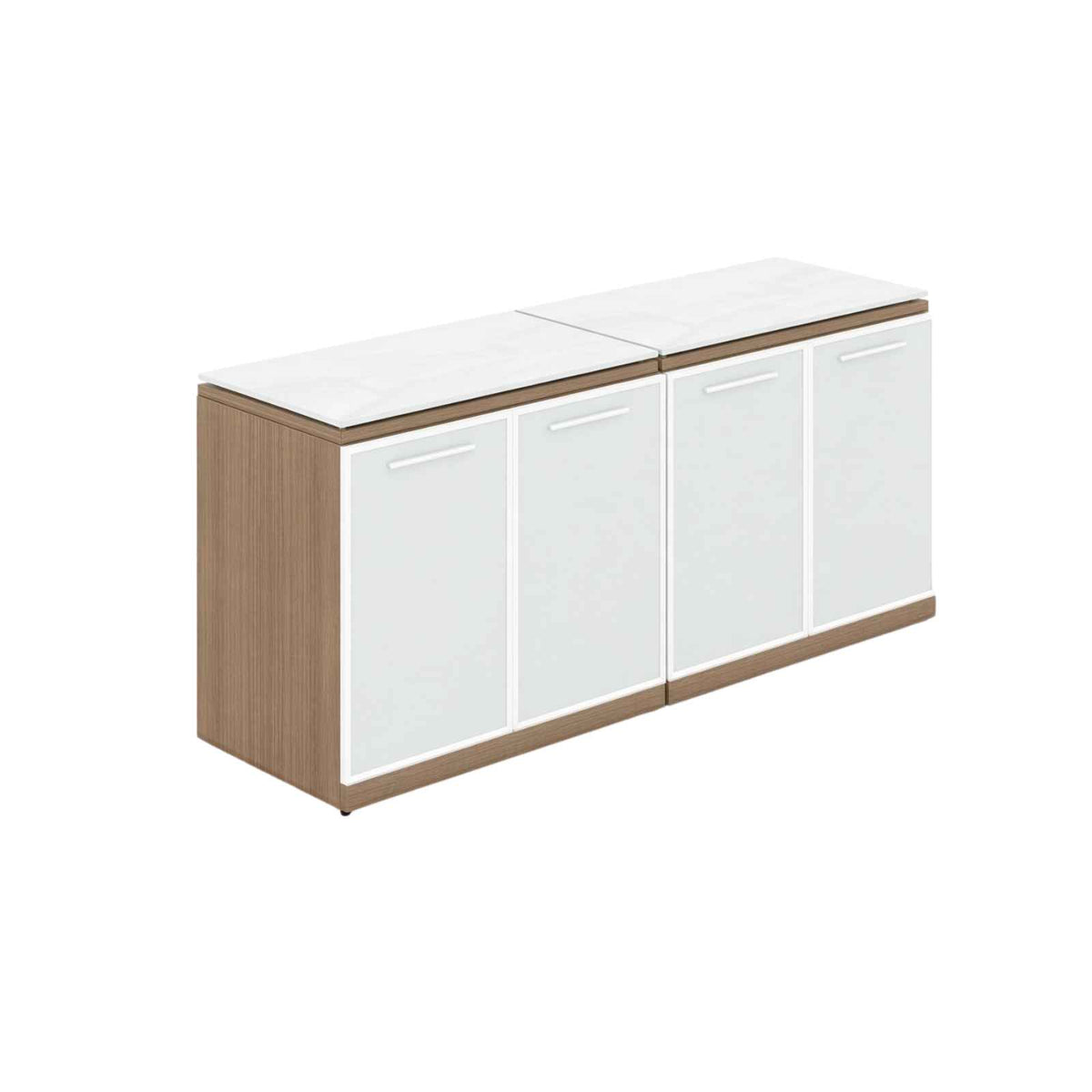 Santa Monica Double Office Storage with Glass Doors and Tops