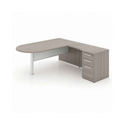 Santa Monica L-Shaped Bullet Desk with Glass Modesty Panel
