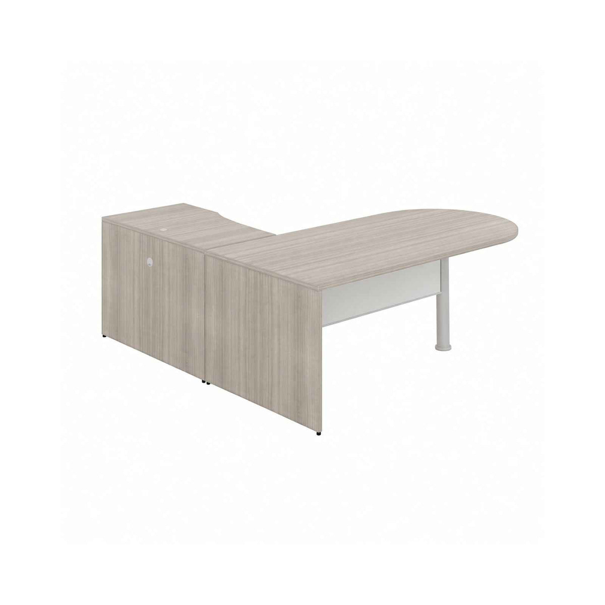 Santa Monica L-Shaped Bullet Desk with Glass Modesty Panel