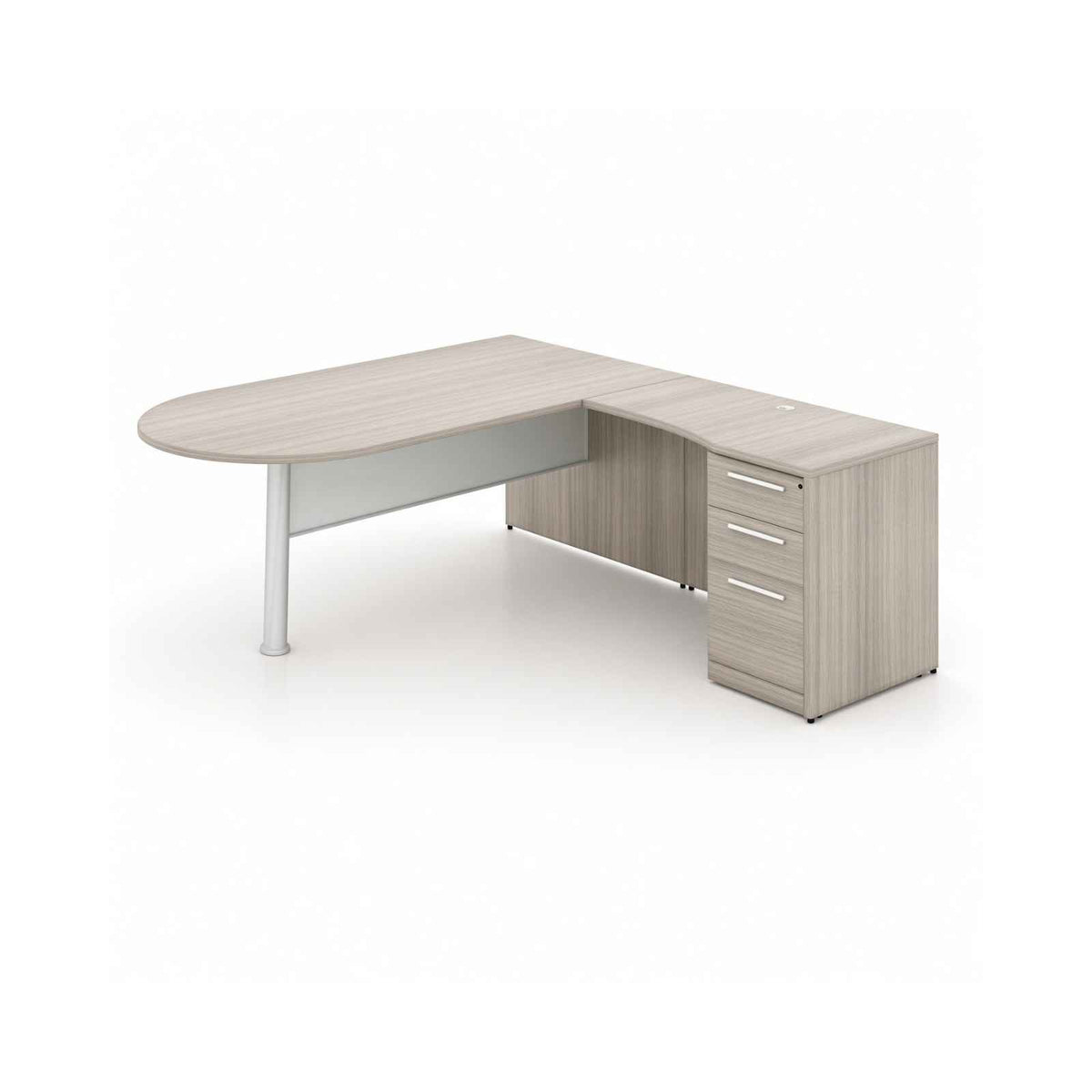 Santa Monica L-Shaped Bullet Desk with Glass Modesty Panel