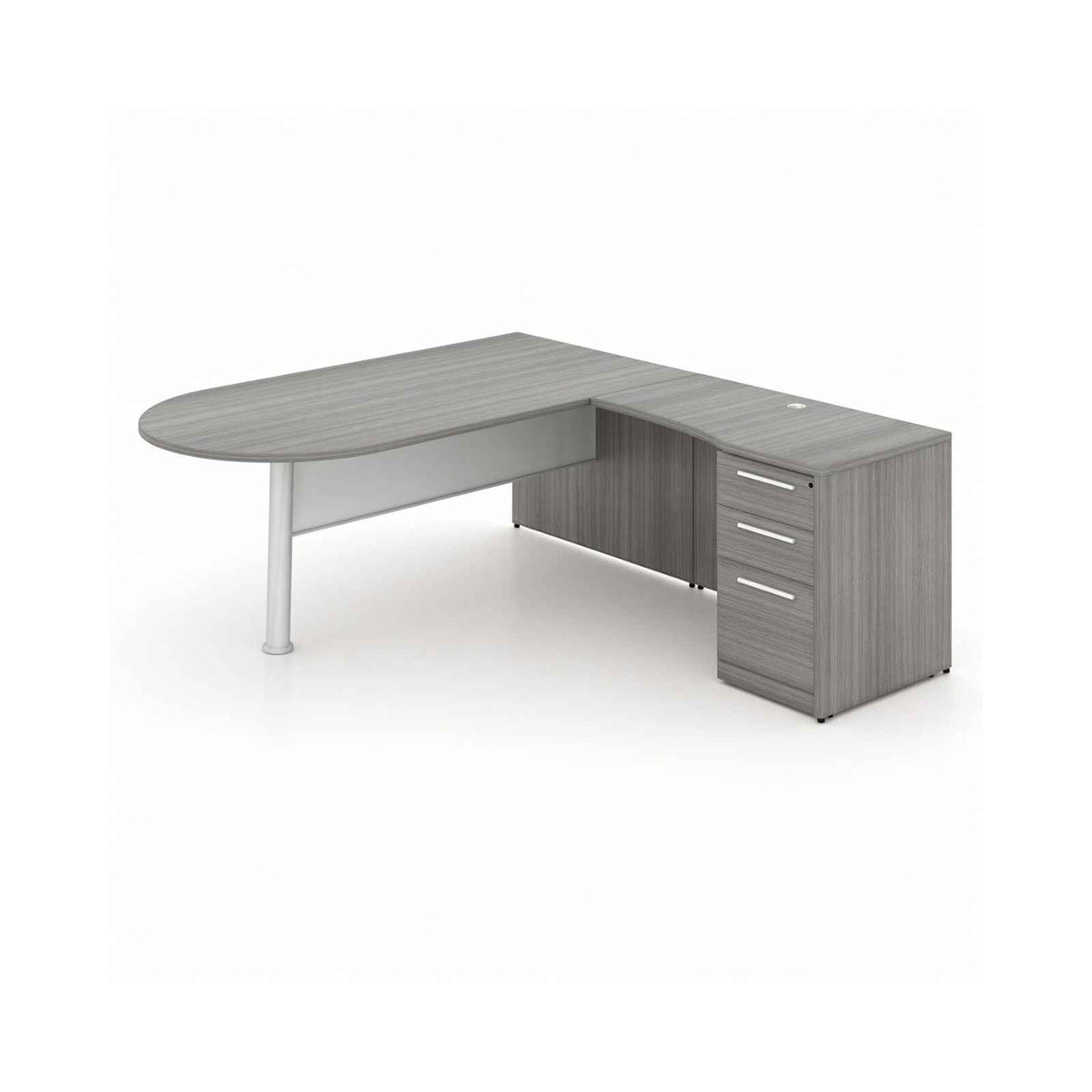 Santa Monica L-Shaped Bullet Desk with Glass Modesty Panel