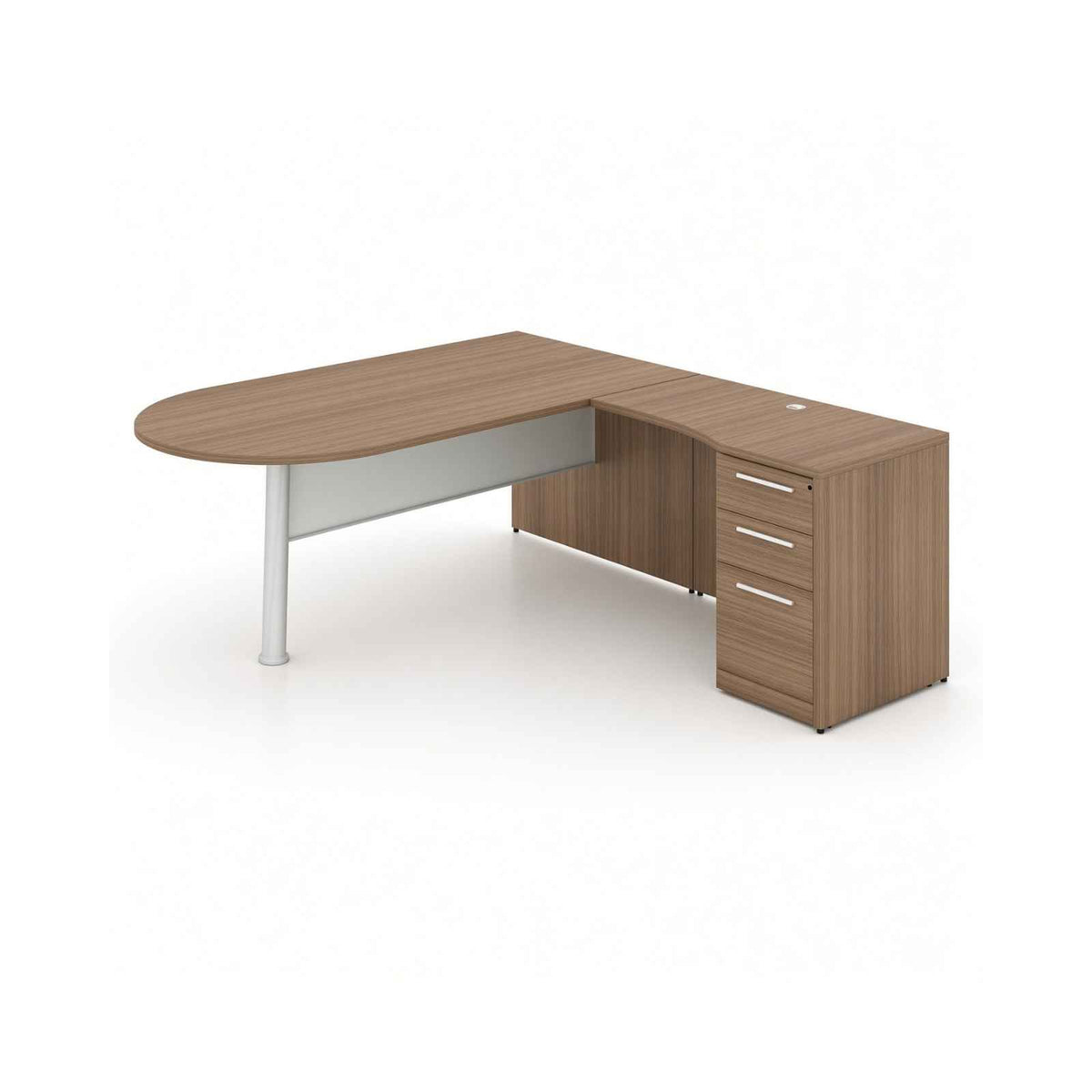 Santa Monica L-Shaped Bullet Desk with Glass Modesty Panel
