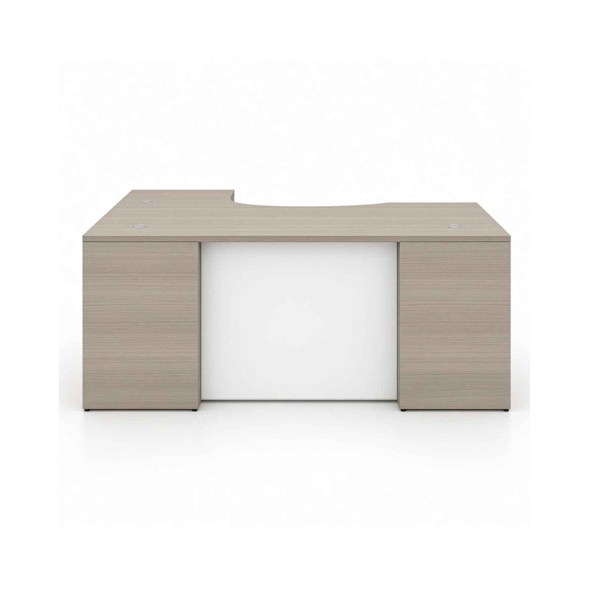 Santa Monica L-Shaped Executive Desk with Glass Modesty Panel