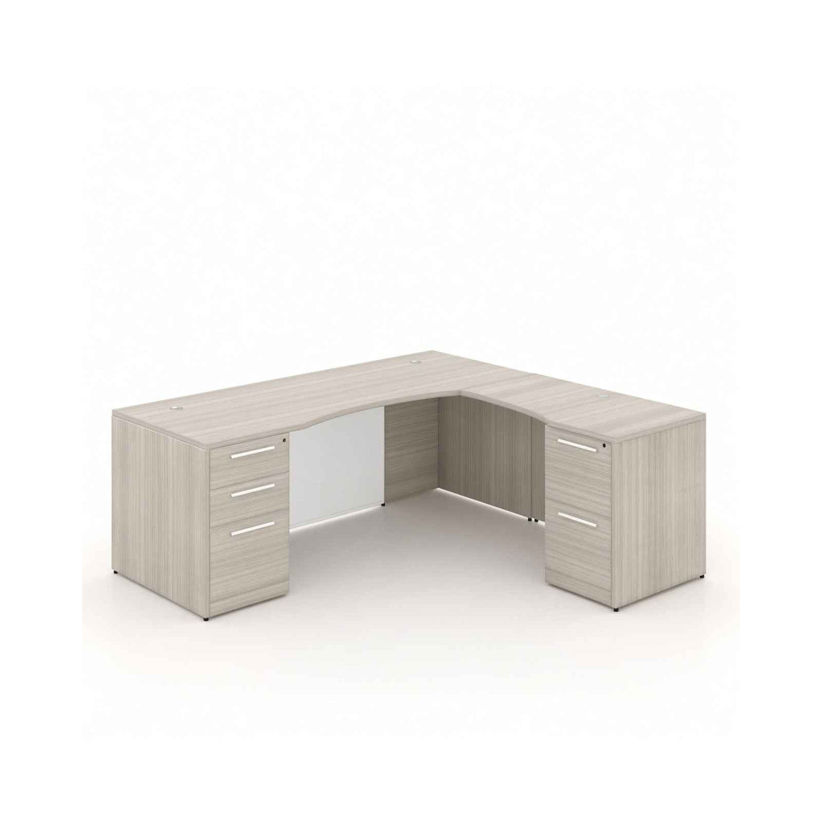Santa Monica L-Shaped Executive Desk with Glass Modesty Panel