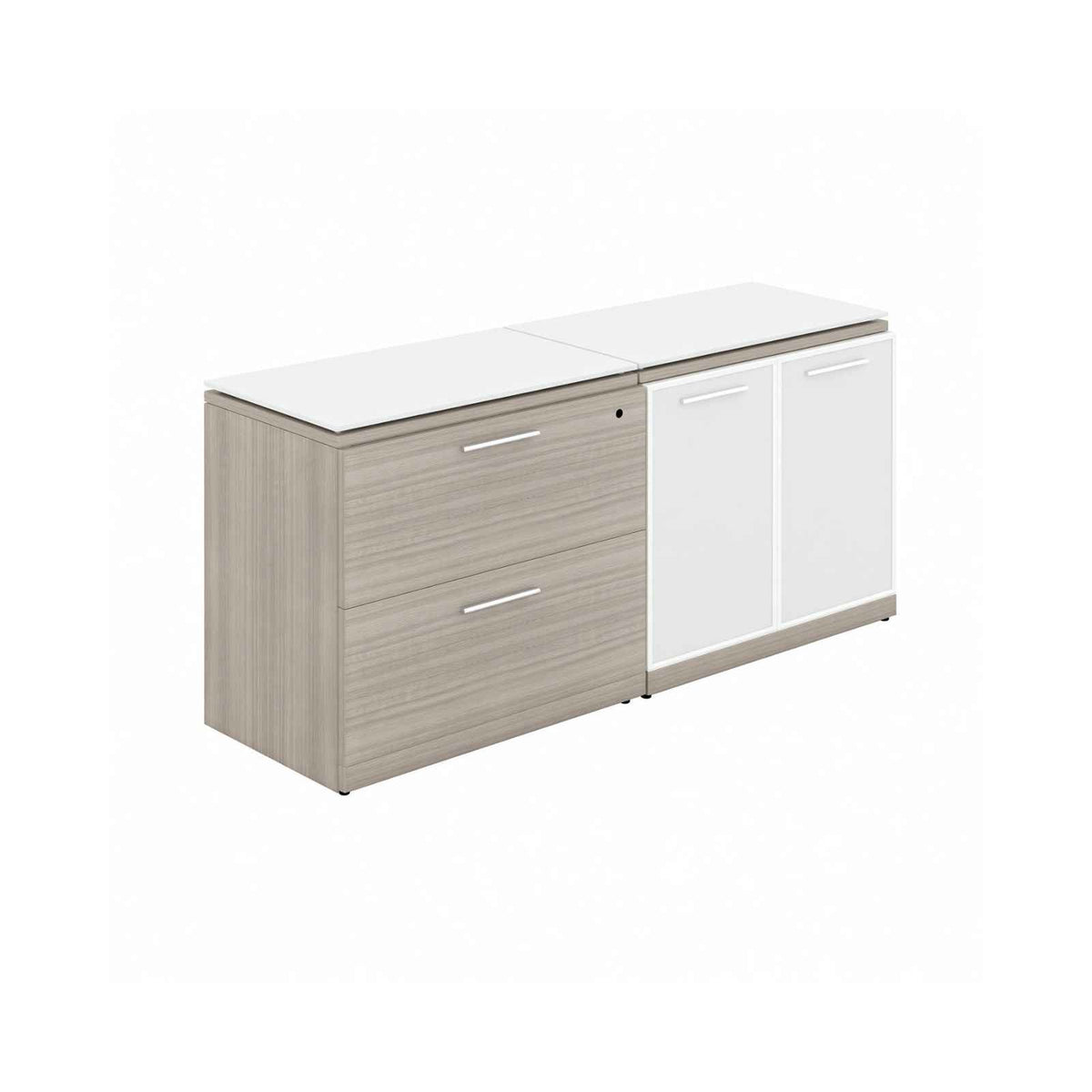 Santa Monica Lateral File Office Storage Cabinet with Glass Tops