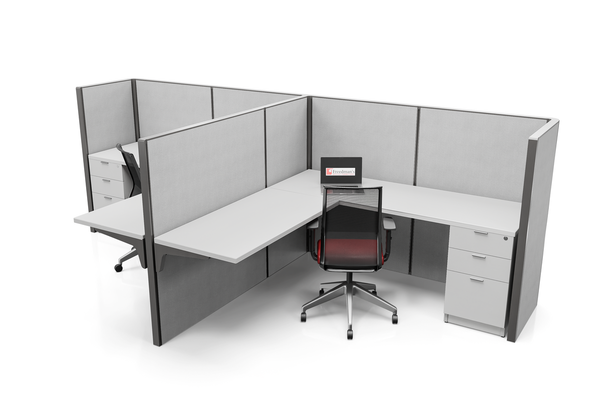 Office Cubicles 6'x6' White Desk, 48"H fog Color