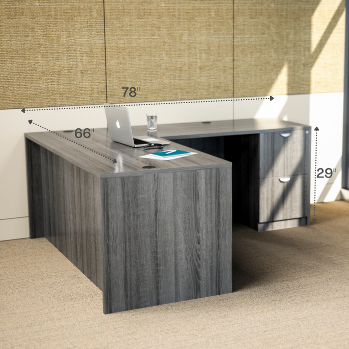 Bellagio L-Shaped Office Desk - Freedman's Office Furniture - Measurements