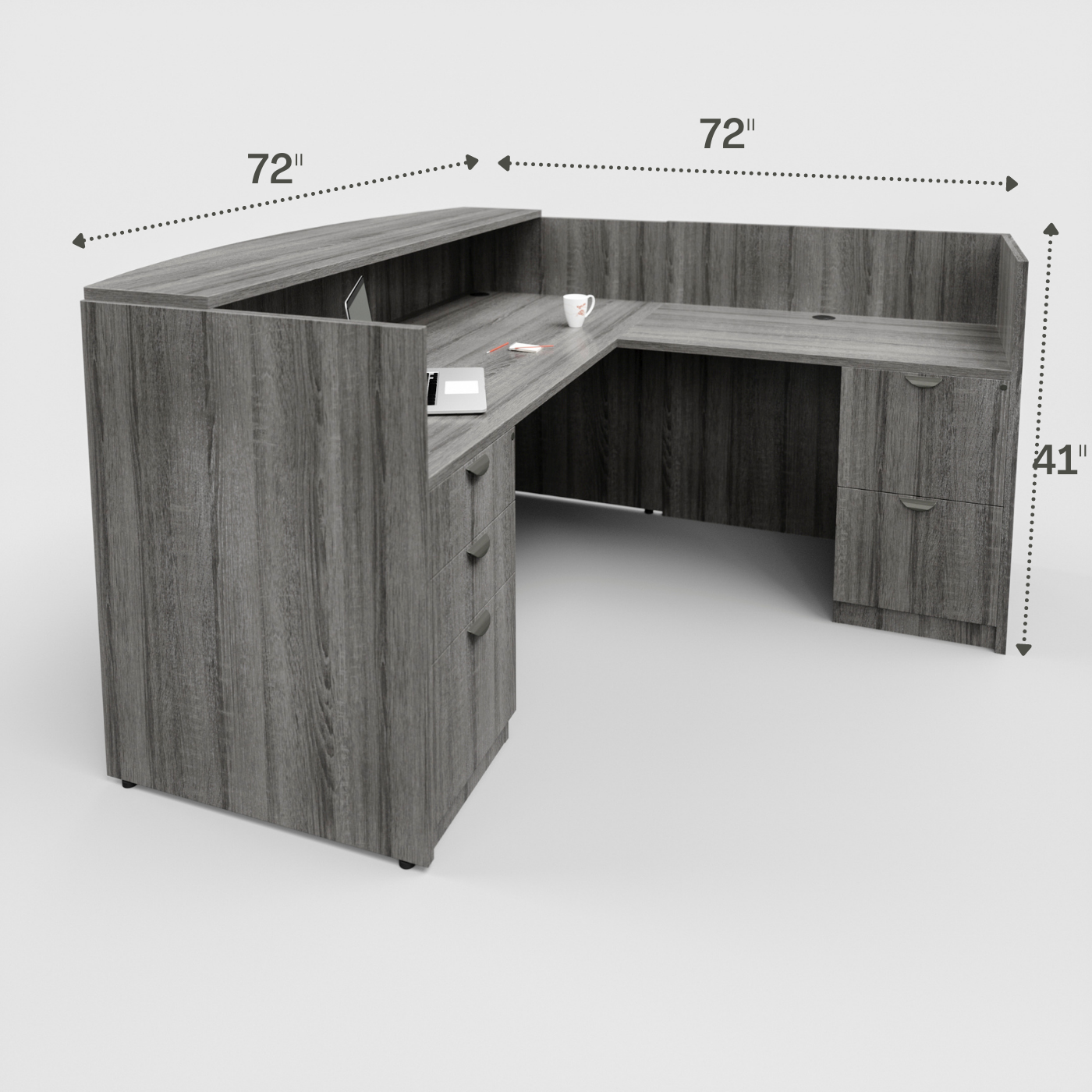 Bellagio Reception Desk - Freedman's Office Furniture - Dimensions