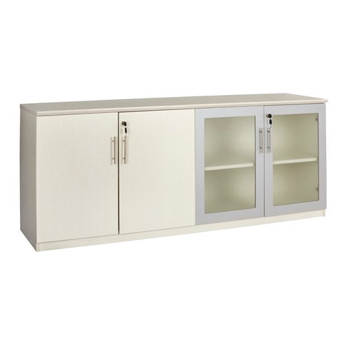 Malibu Low Office Wall Cabinet with Glass Doors - Freedman's Office Furniture - White