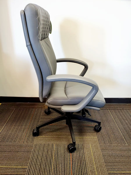 Riva High Back Executive Office Chair | Gray Leather - Freedman's Office Furniture - Right Side