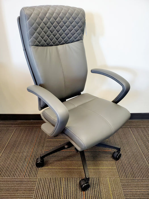 Riva High Back Executive Office Chair | Gray Leather - Freedman's Office Furniture - Front-Right Side