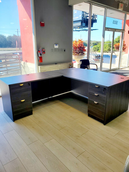 Bellagio Bow Front L-Shaped Desk - Freedman's Office Furniture - Back View