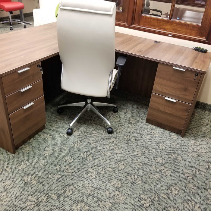 Bellagio Walnut L-Shaped Desk | 30"x66"  | 24"x48" - Freedman's Office Furniture - Office
