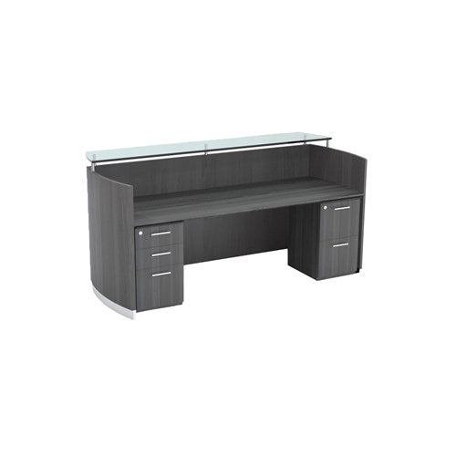 Malibu Office Reception Desk | Station/ Full Pedestals - Freedman's Office Furniture - Gray Steel
