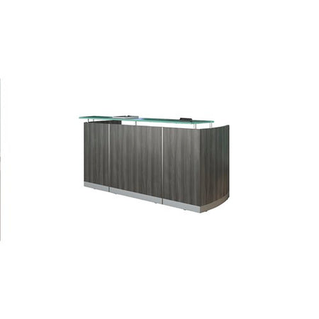 Malibu Office Reception Desk | Station/ Full Pedestals - Freedman's Office Furniture - Front in Gray Steel