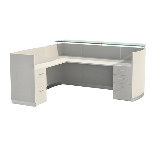 Malibu L-Shaped Reception Desk | Station/ Full Pedestals - Freedman's Office Furniture - Mocha