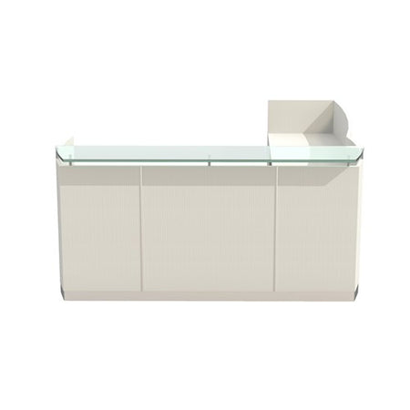 Malibu L-Shaped Reception Desk | Station/ Full Pedestals - Freedman's Office Furniture - Front in Mocha