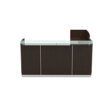Malibu L-Shaped Reception Desk | Station/ Full Pedestals - Freedman's Office Furniture - Front in Mocha