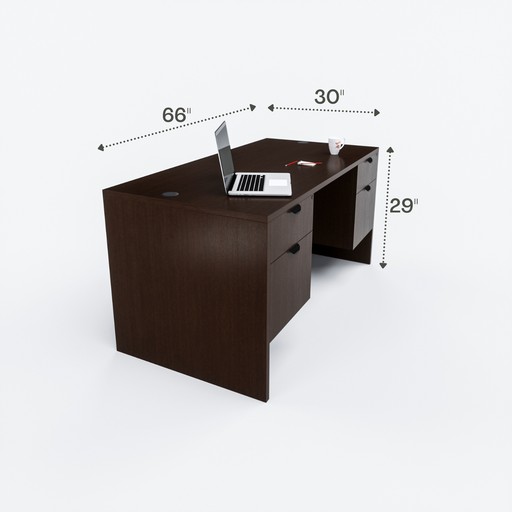 Carmel Double Pedestal Desk | 30"x66" - Freedman's Office Furniture - Dimensions