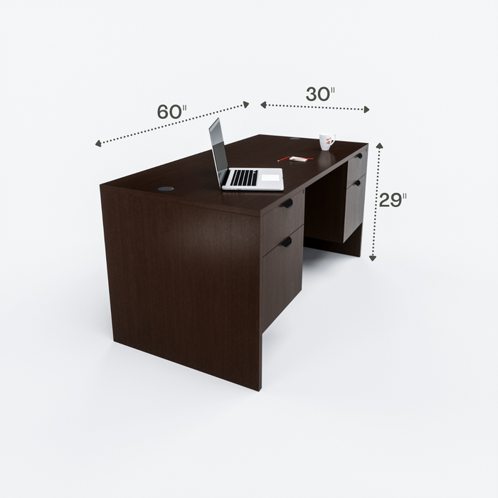 Carmel Double Pedestal Desk | 30"x60" - Freedman's Office Furniture - Dimensions