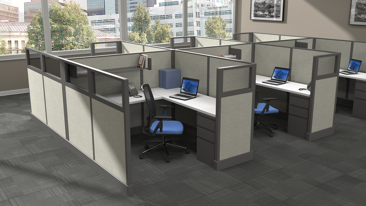 Modern Office Cubicle 5'x5' 6-Pack - Freedman's Office Furniture - Gray