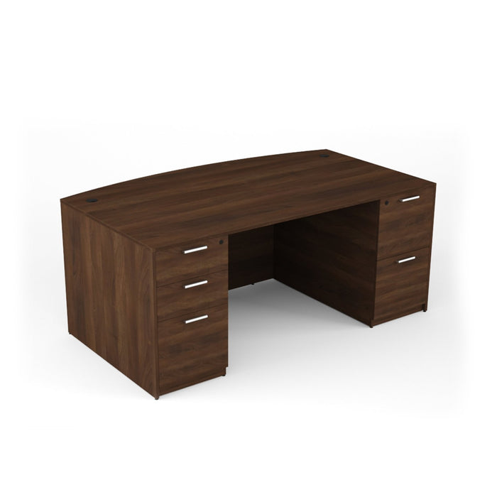 Bellagio Bow Front Desk - Freedman's Office Furniture - Walnut