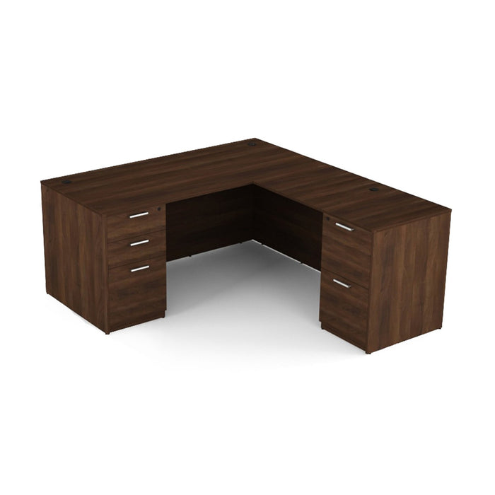 Bellagio L-Shaped Office Desk - Freedman's Office Furniture - Walnut