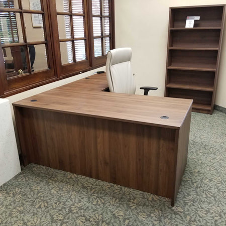 Bellagio L-Shaped Office Desk - Freedman's Office Furniture - Walnut In Office