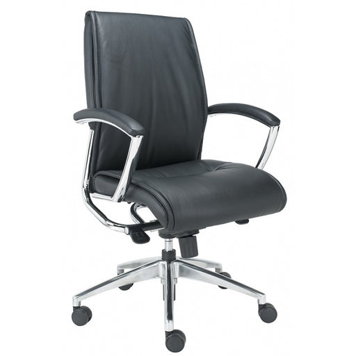 Altitude Mid Back Executive Chair | Black Leather - Freedman's Office Furniture - Front-Right Side