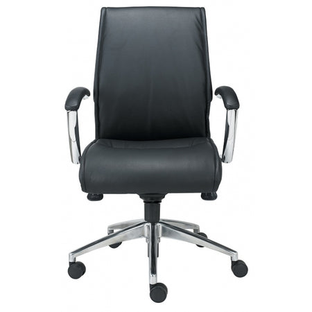 Altitude Mid Back Executive Chair | Black Leather - Freedman's Office Furniture - Front View
