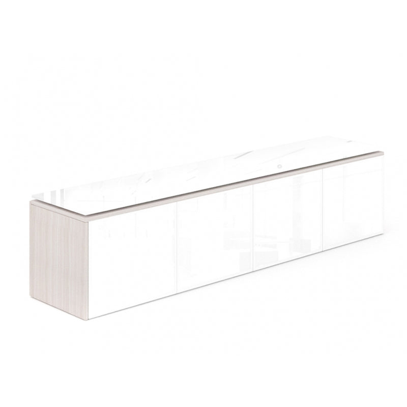 Santa Monica Wall-Mounted Hutch with Glass Doors - Freedman's Office Furniture - Blanc de Gris