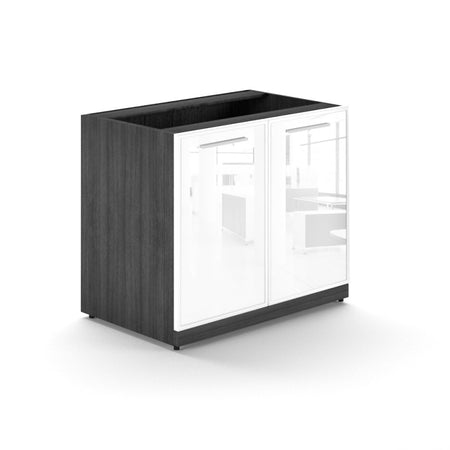 Santa Monica Office Storage Cabinet | 2 Door | Glass Doors W/O Top - Freedman's Office Furniture - Grey