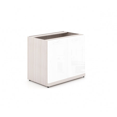 Santa Monica Office Storage Cabinet | 2 Door | Glass Doors W/O Top - Freedman's Office Furniture - Blanc de Gris