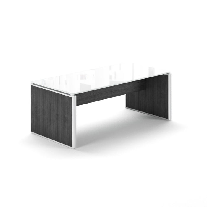 Santa Monica Office Coffee Table | White Glass Top - Freedman's Office Furniture - Grey