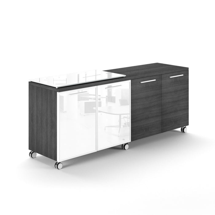 Santa Monica | 4 Door Mobile Credenza with Wheels - Freedman's Office Furniture - Grey