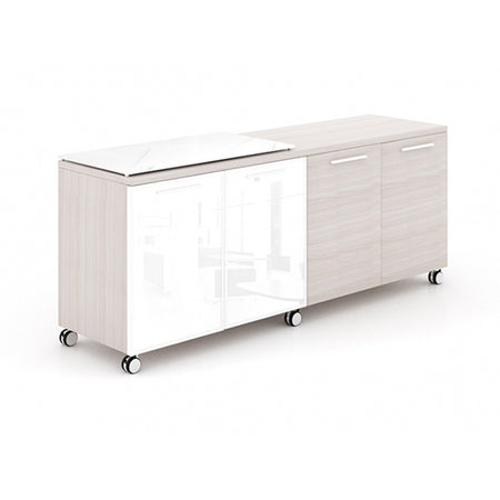 Santa Monica | 4 Door Mobile Credenza with Wheels - Freedman's Office Furniture - Blanc de Gris