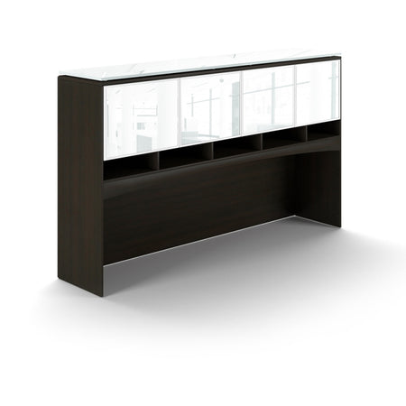Santa Monica Deluxe Hutch with Glass Doors - Freedman's Office Furniture - Espresso