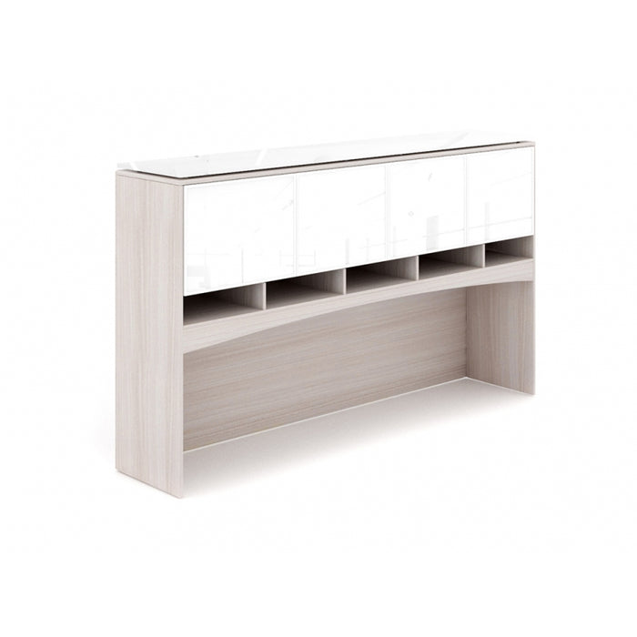 Santa Monica Deluxe Hutch with Glass Doors - Freedman's Office Furniture - Blanc de Gris