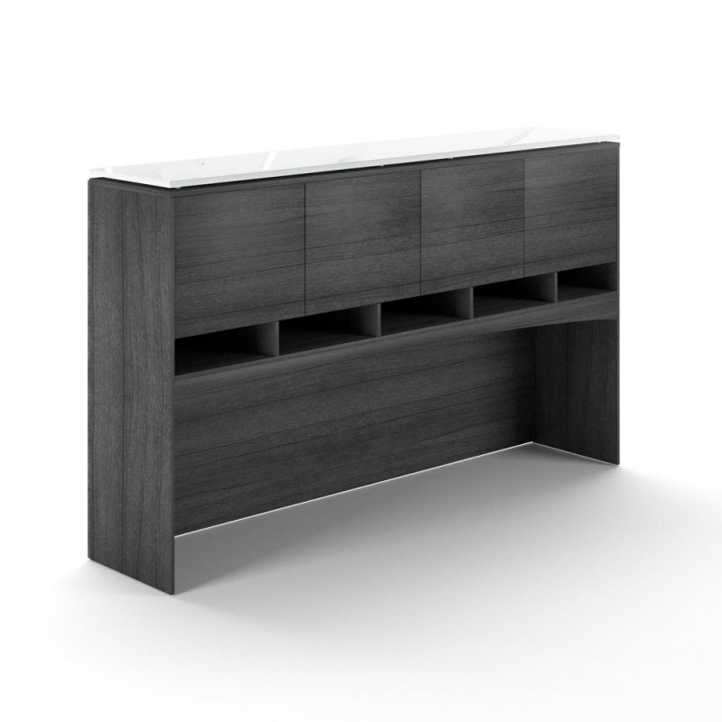 Santa Monica Deluxe Office Hutch | Laminate Doors - Freedman's Office Furniture - Grey