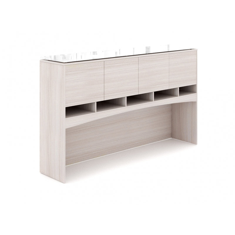 Santa Monica Deluxe Office Hutch | Laminate Doors - Freedman's Office Furniture - Blanc de Gris