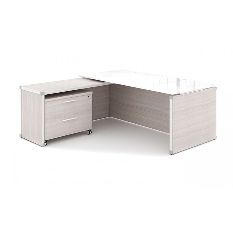Santa Monica | Executive L-Shaped Desk | with Glass Top | 72"x78" Freedman's Office Furniture