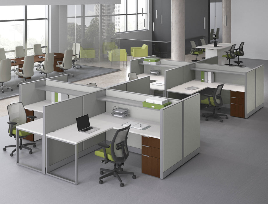 Modern Office Cubicle 6'x6' 6 Pack - Freedman's Office Furniture - Gray Office