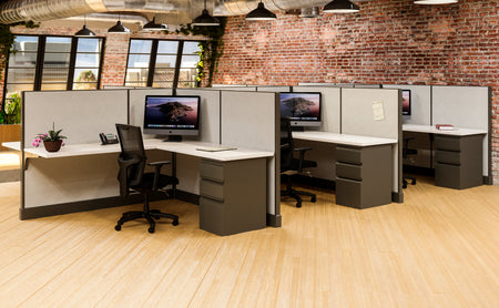 Modern Office Cubicle 6'x6' 6 Pack - Freedman's Office Furniture - Brick Office 2