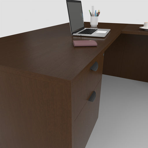 Carmel L-Shaped Office Desk with Suspended Pedestals - Freedman's Office Furniture - Espresso