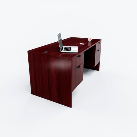 Carmel Double Pedestal Desk | 30"x66" - Freedman's Office Furniture - Mahogany