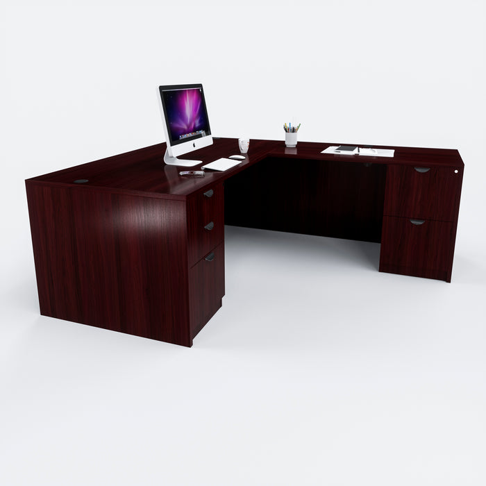 Carmel Office L-Shaped Desk - Freedman's Office Furniture - Mahogany