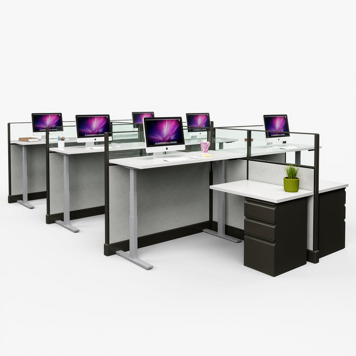 Modern Office Cubicle 5'x5' 6-Pack - Freedman's Office Furniture - Computers