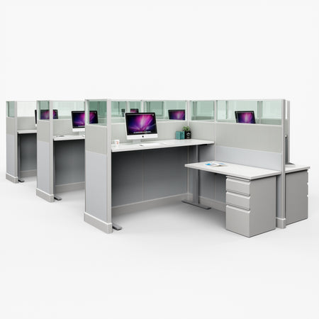 Modern Office Cubicle 6'x6' 6 Pack - Freedman's Office Furniture - White Cubicles
